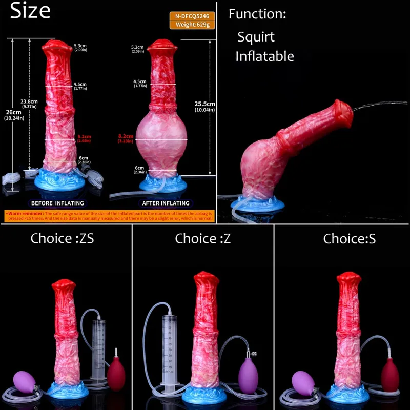 Silicone Inflatable Ejaculation Knot Dildo Adjustable Girth Squirting Fantasy Horse Penis Adult Sex Toys Anal Dilator