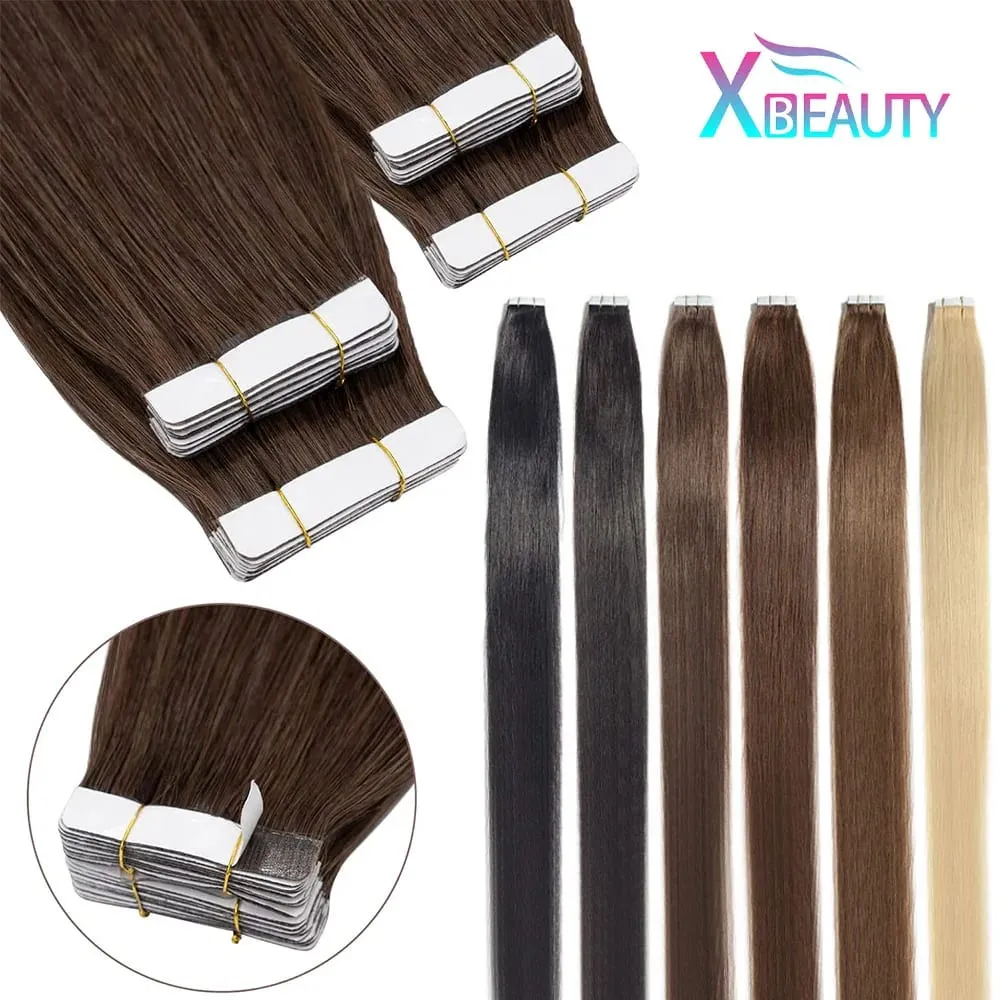 26 ιντσών Tape In Hair Extensions 100% Human Hair Adhesive Replaceable Seamless Skin Weft Tape 20/40pcs Ίσια μαλλιά για γυναίκες