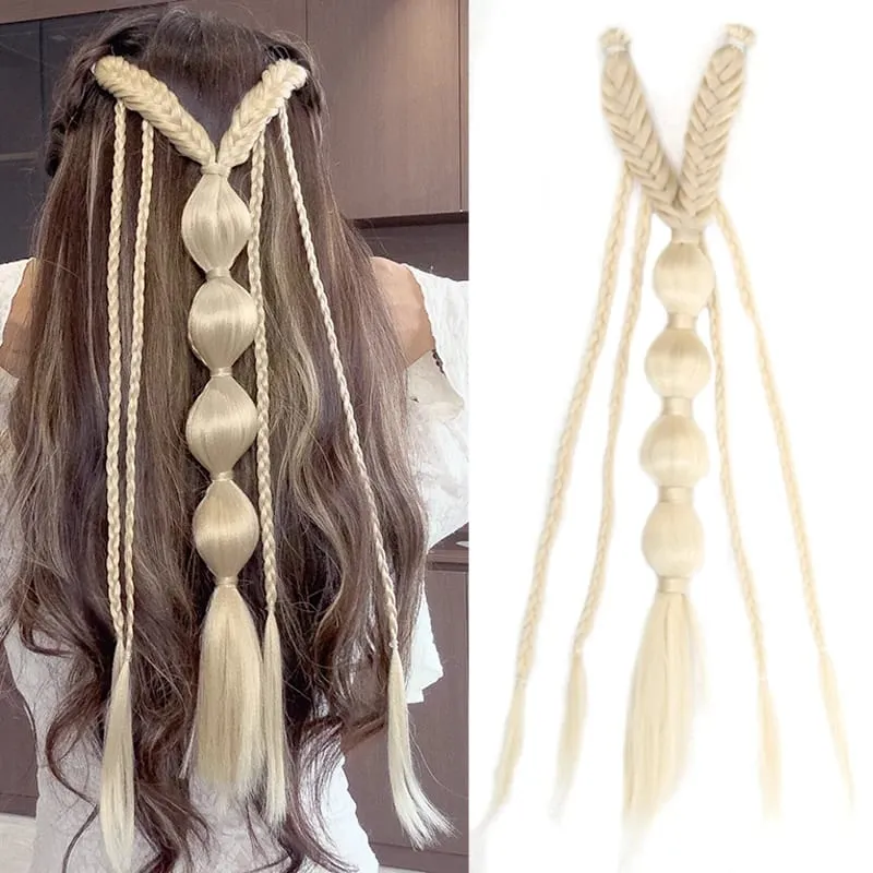 Κλιπ σε πλεξούδα Συνθετικά Μαλλιά Extensions Boho Festival Princess Braid Viking Renaissance Cosplay Wedding Hairpiece για γυναίκες
