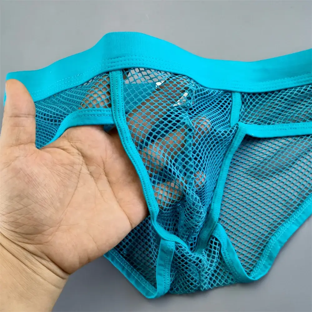 Biancheria intima con custodia a U da uomo in rete scavata Slip bikini trasparenti a vita bassa Mutandine traspiranti Taglie forti — image 9