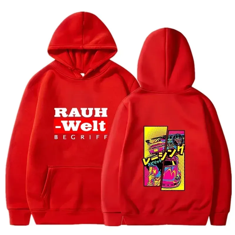 Rauh Welt Hoodie Car Widebody Tuning JDM Racing Pop Art Comic Aesthetic Black Oversized Casual Sweatshirt Long Sleeve — image 6