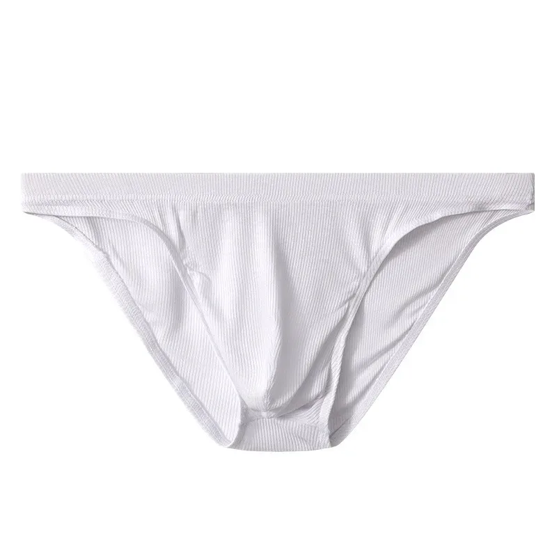 Men Rib Fabric Briefs Underpants Man Sexy Underwear Breathable Low Waist Mens Bikini Briefs Cuecas Big Pouch Hombre Slips