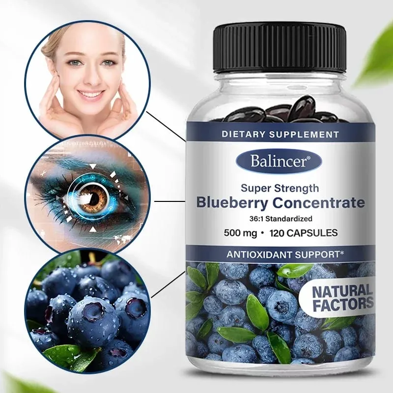 Supersterkte Bosbessenconcentraat 500 mg capsules 120 softgels Ooggezondheid Vitaminen Antioxidant Gezond zichtsupplement — image 4