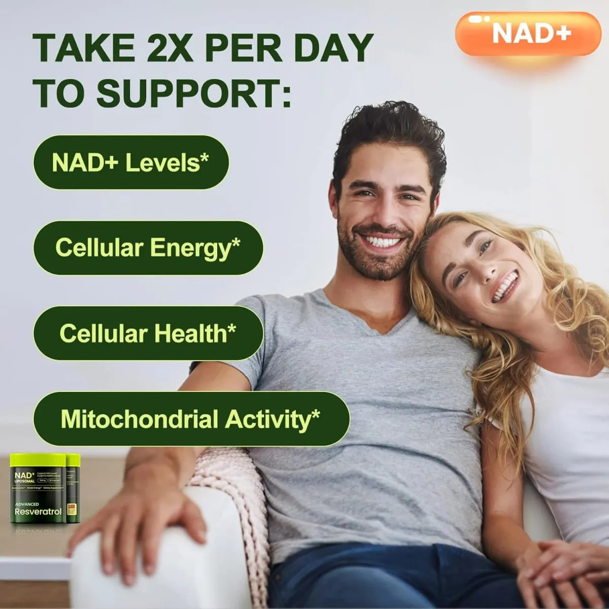 Liposomal NAD+ ADVANCED Supplement with Resveratrol - NAD Plus Capsules for Anti Aging Brain Function & Cell Regeneration