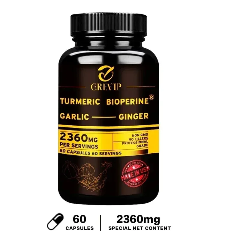 Συμπλήρωμα 4-σε-1 Turmeric Ginger - με Σκόρδο κουρκουμίνη μαύρο πιπέρι - Ανοσολογική υποστήριξη των αρθρώσεων Βελτιώνει την πέψη — image 8