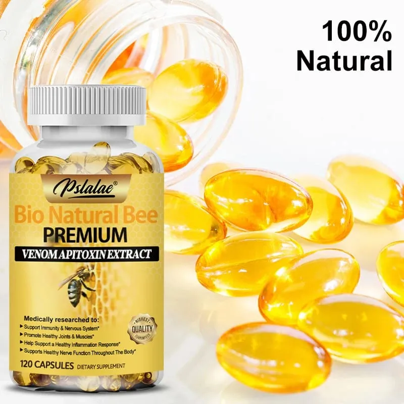 Natural Bee Capsules Enhance Immunity and Anti-oxidation Effectively Relieve Joint Inflammation 120 Capsules Non-GMO