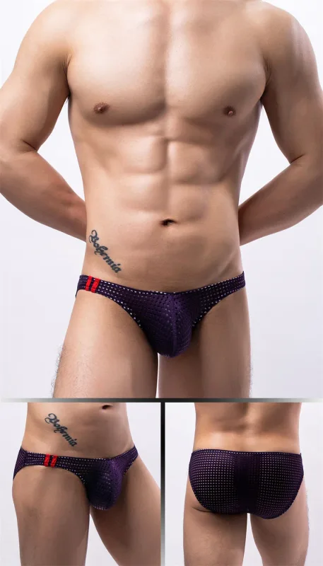 Calzoncillos para hombre, ropa interior con agujeros transpirables de verano, ropa interior convexa en U, ropa interior fina de cintura baja para hombre, Calzoncillos antideslizantes