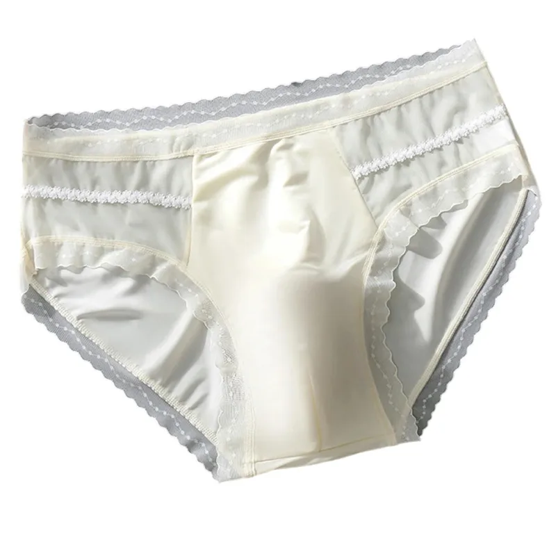 Men's Sexy Lace Thin Seamless Ice Silk Briefs Underwear 3D Bulge Pouch Panties U Convex Sexy Underwear Ice Silk Lace Thin — image 18