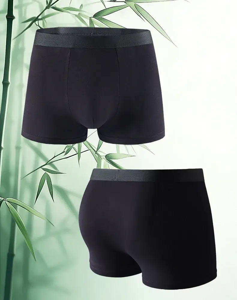 4Pcs Men's Bamboo Fiber Boxer Briefs Ultra Soft Breathable Elastic Waist Underwear Antibacterial Moisture-Wicking Underpants