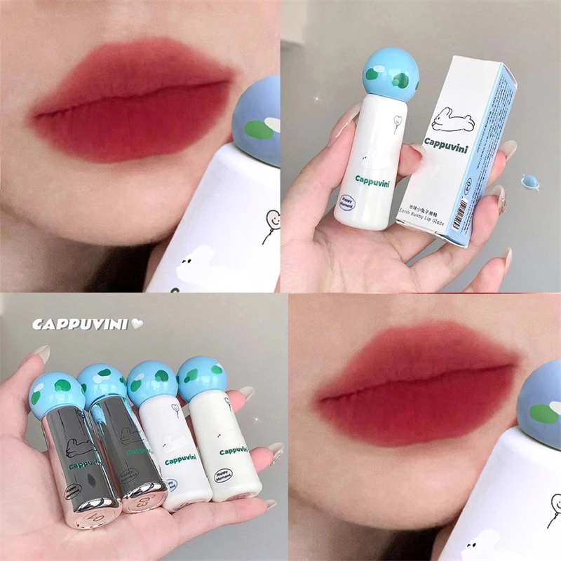 Velvet Matte Lip Mud Cute Rabbit Liquid Lipstick Mousse Κόκκινο καφέ Μακράς διάρκειας απαλό Lip Gloss Lips Μακιγιάζ Φοιτητικά Καλλυντικά