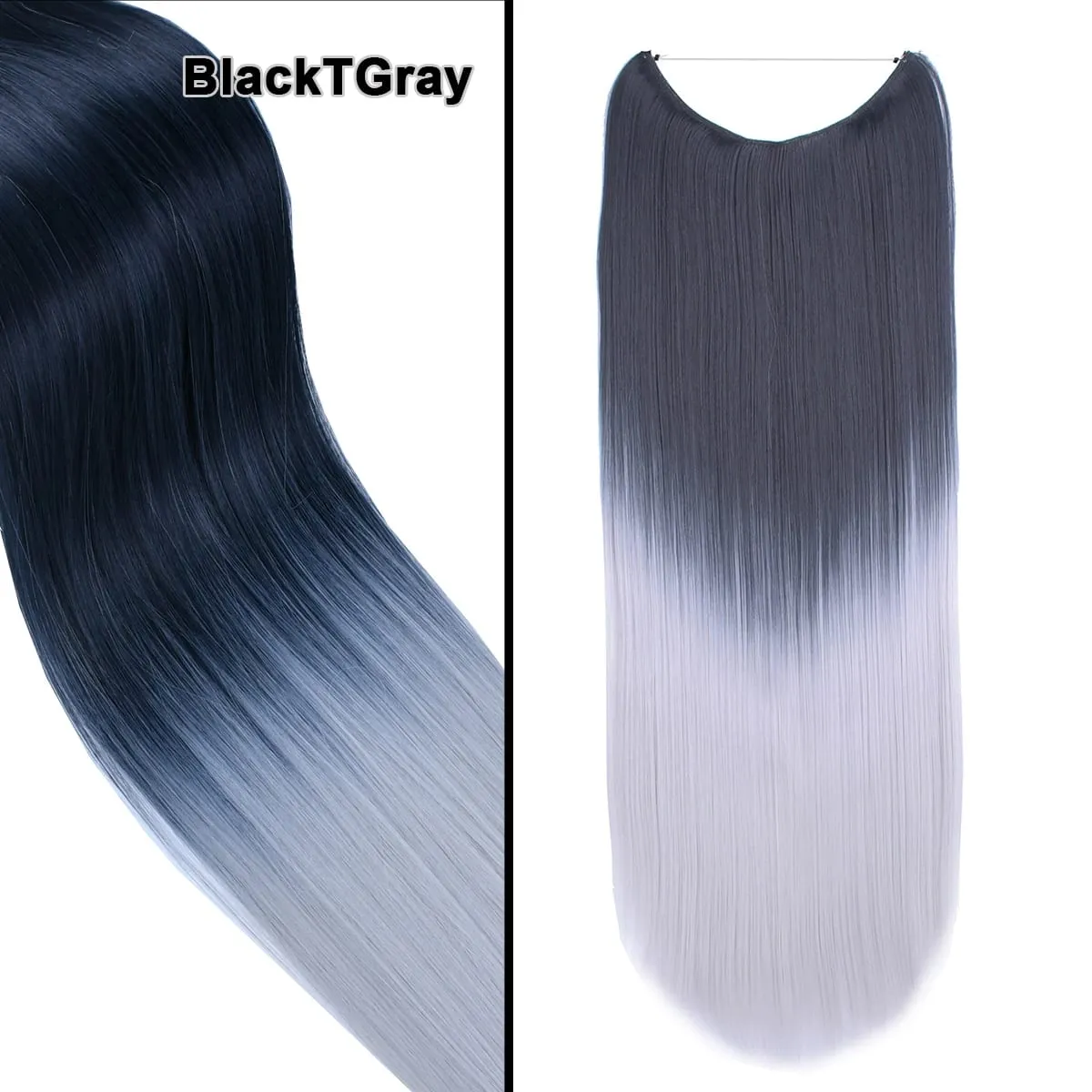Jeedou κυματιστά μαλλιά Extension Elasticity Αόρατο σύρμα Fish Line One Piece No Clips Συνθετικά Hairpieces Ombre Χρώμα για γυναίκες — image 32