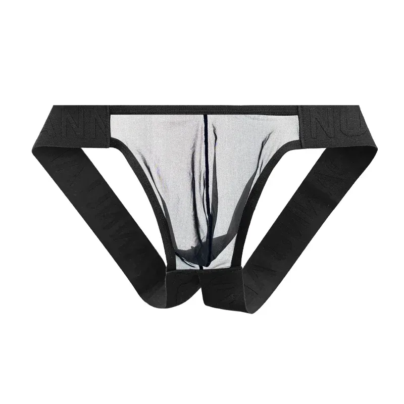 Trendy Men's Thong Comfortable Passionate Fitness Underwear Show Buttocks Personality Transparent Men Summer Triangle Brief — image 2