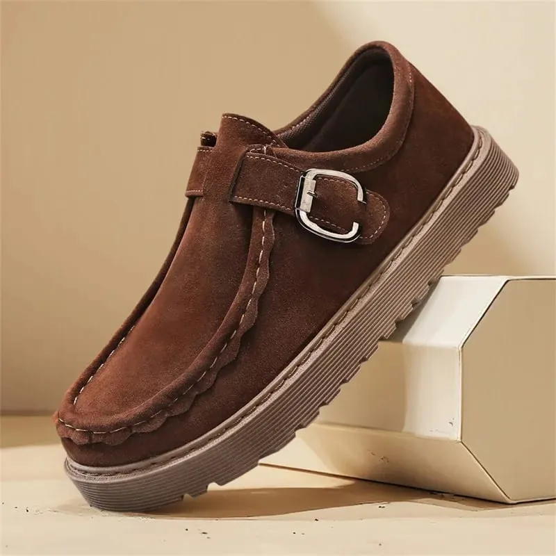 Ανδρικά μπεζ σουέντ casual loafers σε μεγάλα μεγέθη Άνετα, αντιολισθητικά παπούτσια περπατήματος με χοντρή σόλα Μοντέρνα και μοντέρνα παπούτσια 2025