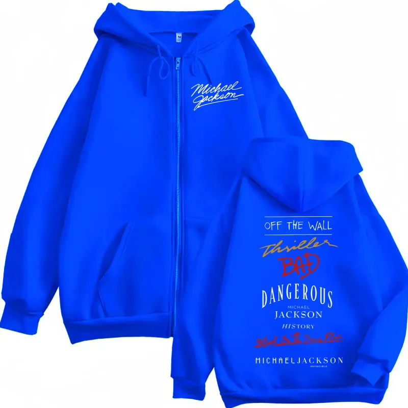 Sudadera con capucha con estampado del álbum de Michael Jackson del cantante de Rock de los 90, jerséis con cremallera de alta calidad a la moda para hombres y mujeres, sudaderas de gran tamaño