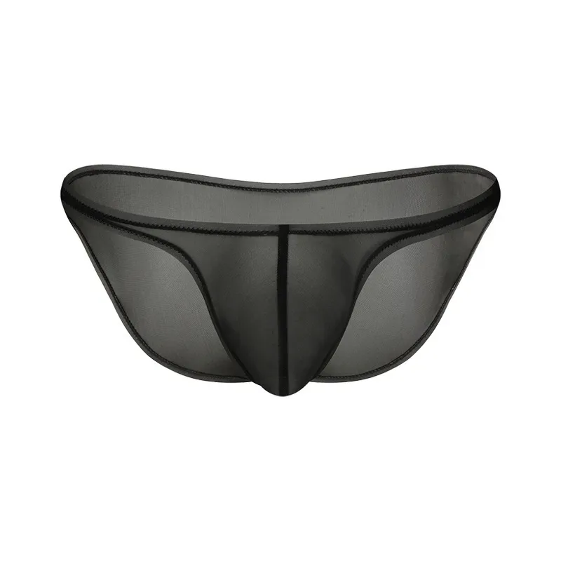 Sexy Mens Underwear Ice Silk Briefs Low Rise Transparent Bikini Panties Breathable Quick Dry Mesh Lightweight Undergarments — image 11