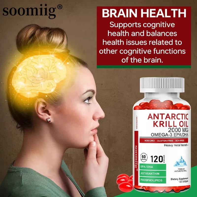 Antarctic Krill Oil 2000 Mg Κάψουλες | 3X Strength φυσική πηγή ωμέγα-3 EPA DHA με συμπλήρωμα φωσφολιπιδίων ασταξανθίνης — image 2