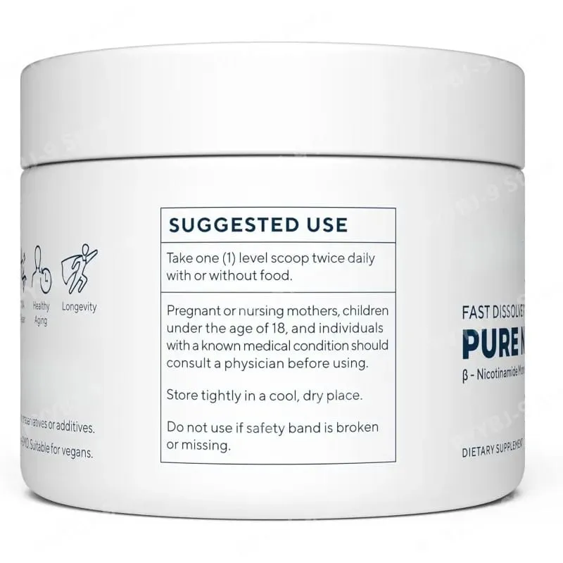 NMN Powder 100g Nicotinamide Mononucleotide 500mg Per Serving Fast Dissolving Formula High Purity Vegan Friendly Supplement