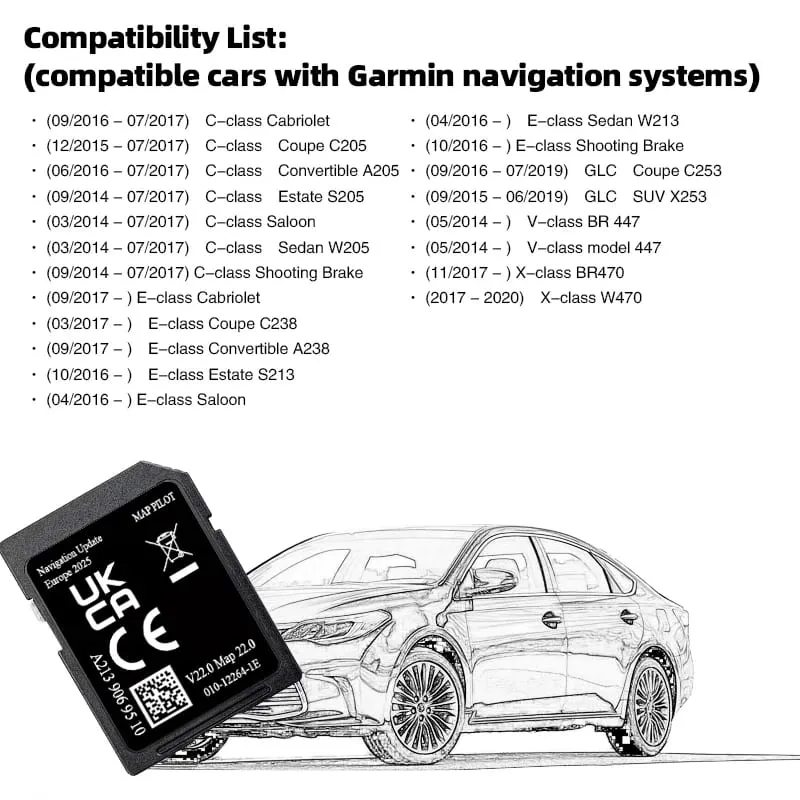 SD Card V22 para sa          C-class W205 E V X-class GLC Car na may Garmin Navigation EU Map Pilot Star2 A2139069510 2026