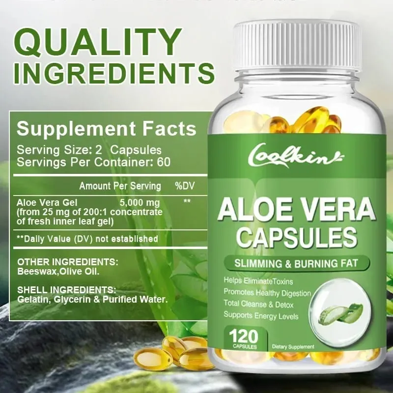 Aloe Vera Extract Capsules - Supports Intestinal Digestive and Immune Health Relieves Constipation and Balances Stomach AcidSu