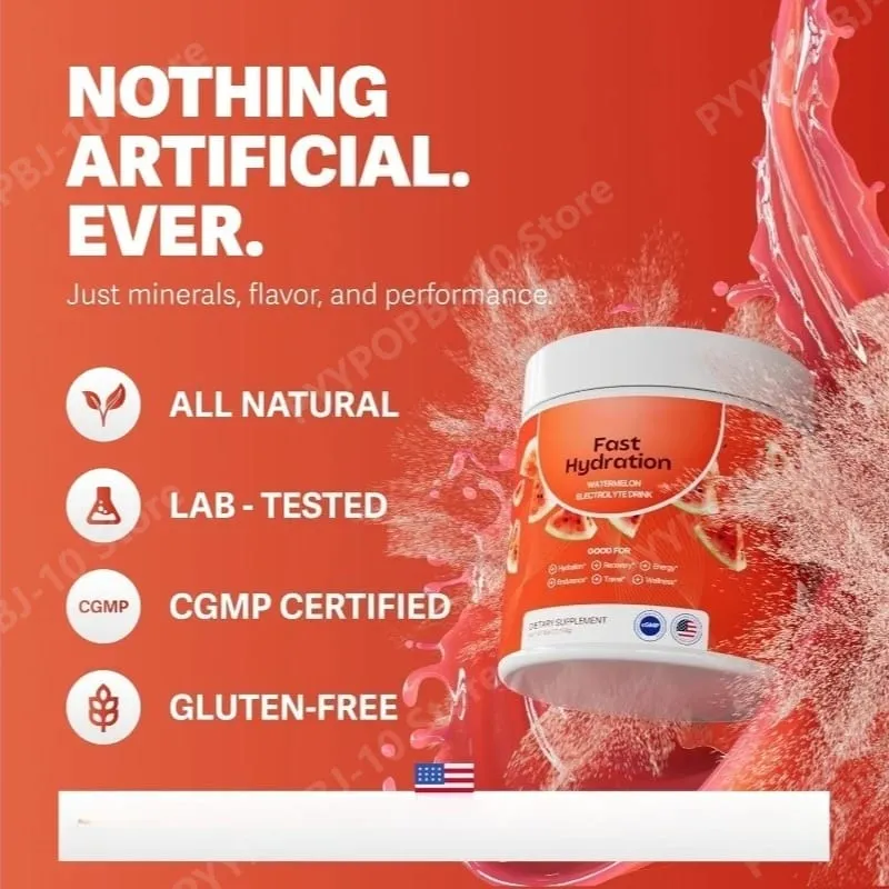 Electrolyte Supplements Watermelon Flavor Sugar Free Hydration Mix with Sodium Potassium Magnesium Calcium Travel Jar