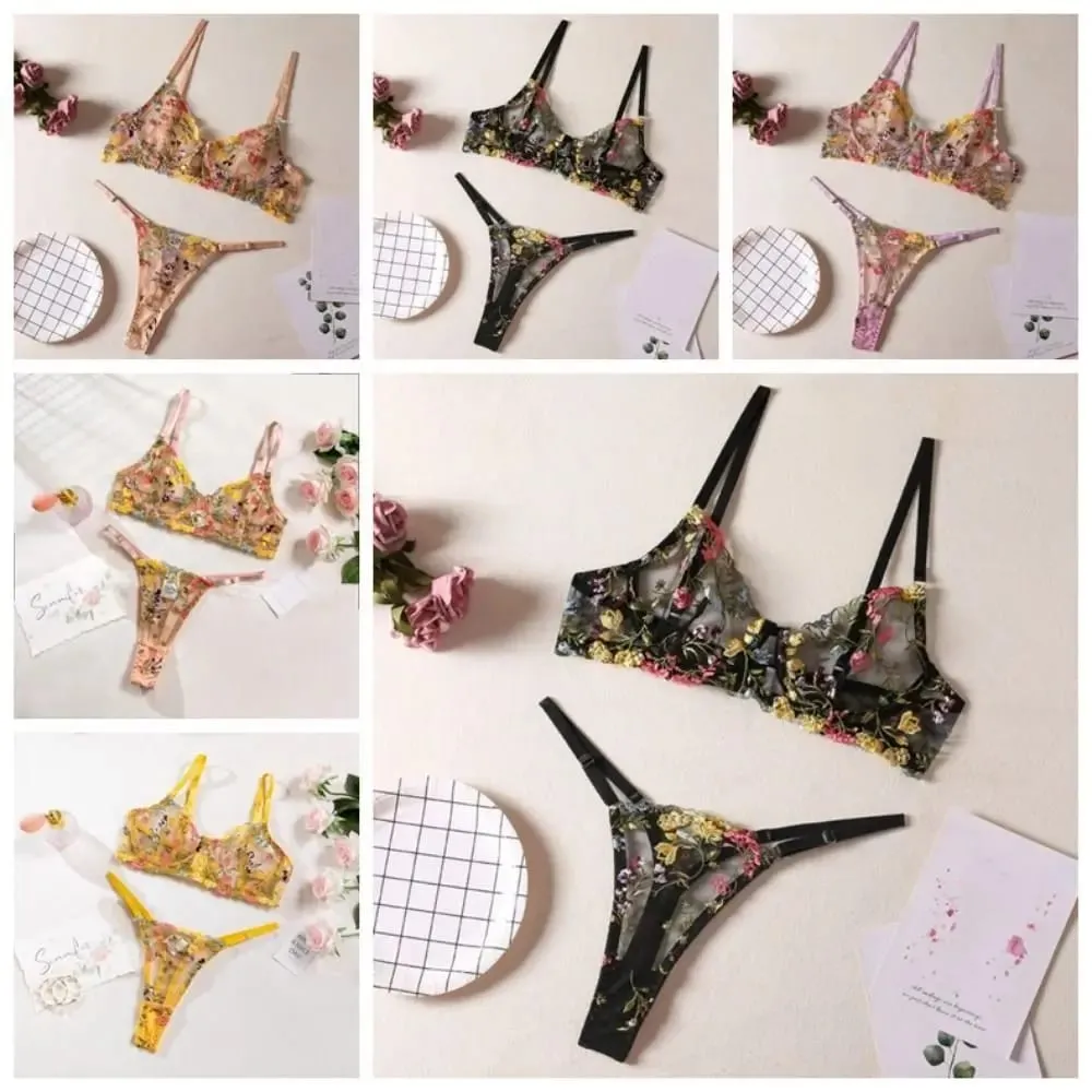 Sokoldalú átlátszó fehérnemű szett Ultravékony, elegáns bugyi melltartó szett Push Up melltartó öltöny női — image 4