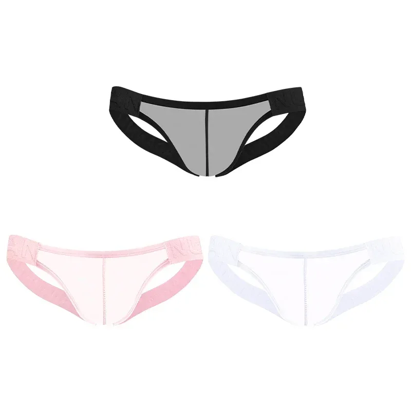 Trendy Men's Thong Comfortable Passionate Fitness Underwear Show Buttocks Personality Transparent Men Summer Triangle Brief