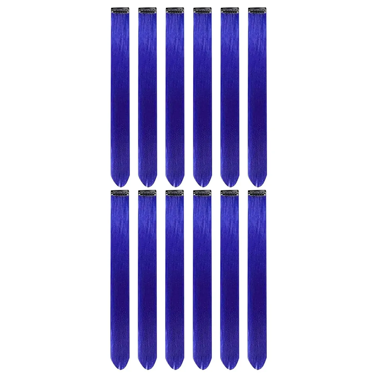 Clip in Hair Extensions Colored Party Highlights 22 inches 6pcs/pack Multi-colors Straight Hair Synthetic Hairpieces Royal Blue — image 5