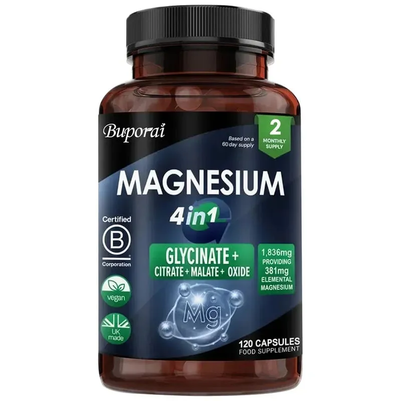 Magnesium 4-in-1 Complex - Supports The Nervous System Promotes Healthy Sleep and Muscle Relaxation and Relieves Stress