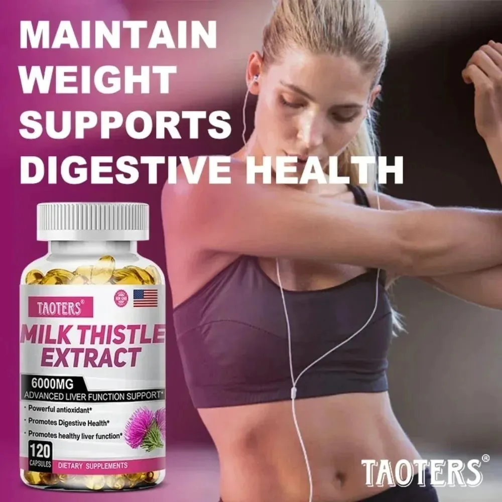 Milk Thistle dengan Akar Dandelion - Suplemen Pendukung Kesehatan Hati & Ginjal - Vegan Non-GMO Bebas Gluten