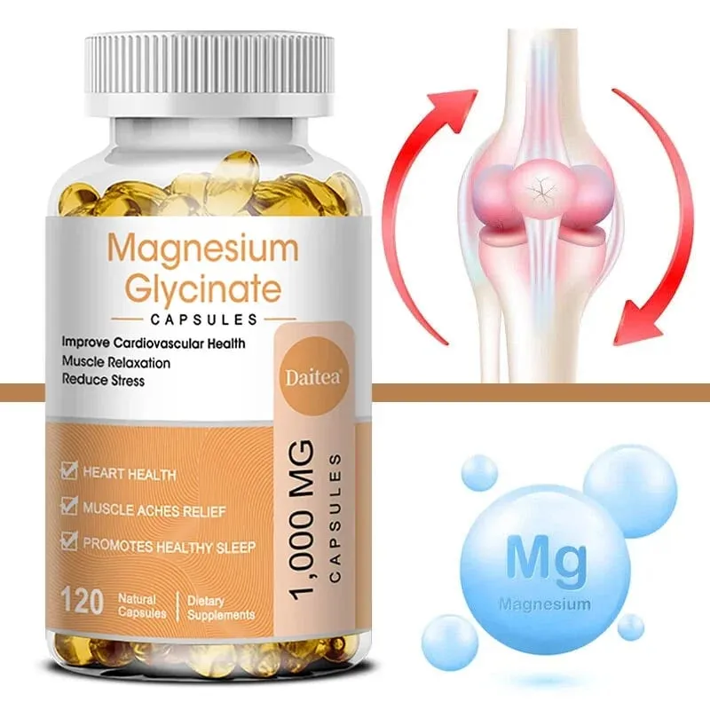 Magnesium Glycinate Capsules - Helps with Stress Muscle Sleep Joints Bones Immune and Cardiovascular Health — image 2