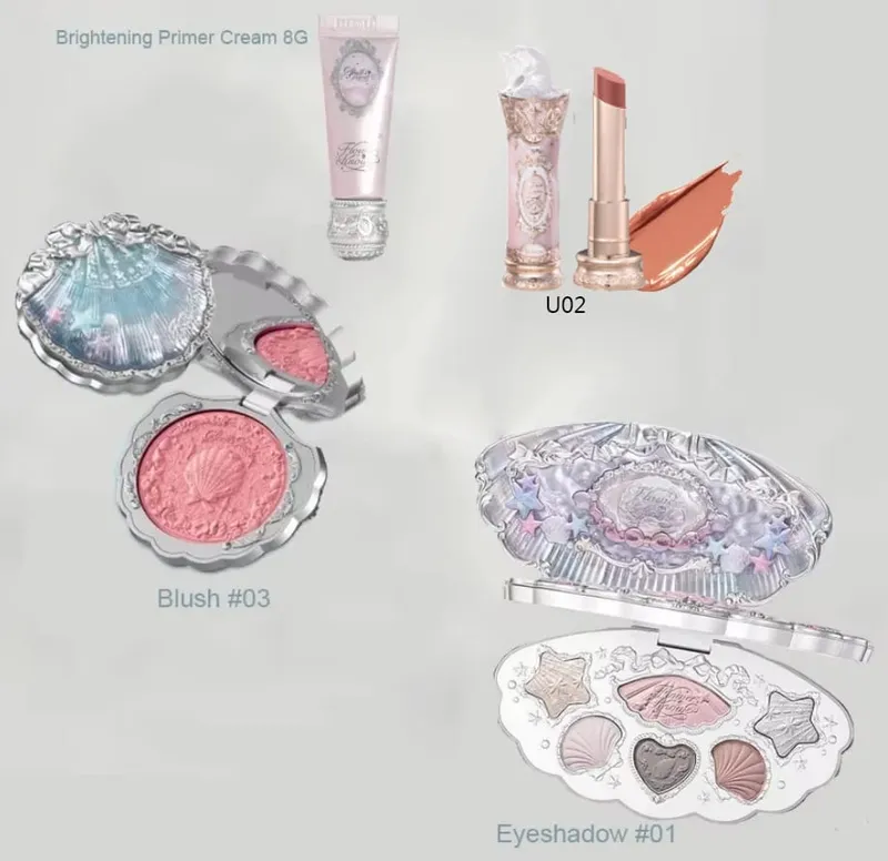 Flower Knows Makeup Full Set Moonlit Mermaid Eye Shadow Palette Matte Blush and Lipgloss Flowerknows Kit Τσάντα μακιγιάζ για γυναίκες