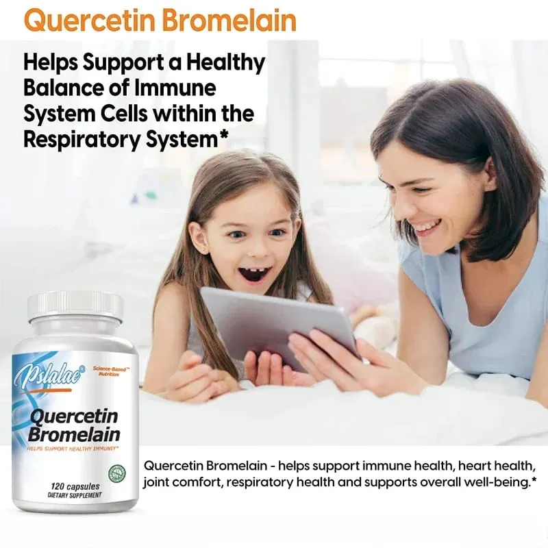 Quercetin Bromelain תמיכה חיסונית לבריאות מפרקים ובריאות דרכי הנשימה קפסולות טבעוניות ללא GMO