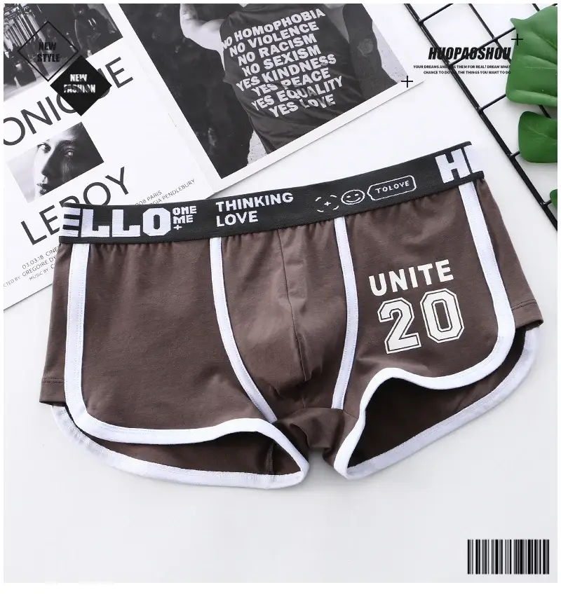 1/3pc roupa interior masculina esportes boxer shorts de algodão oversized cor sólida juventude moda esportes calcinha masculina confortável respirável — image 1