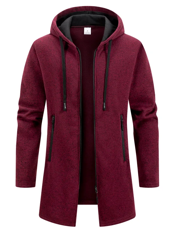 Chaqueta Retro con cremallera para hombre, cortavientos de longitud media, chaquetas cálidas de lana para primavera, otoño e invierno, abrigo informal de hilo de retales a la moda