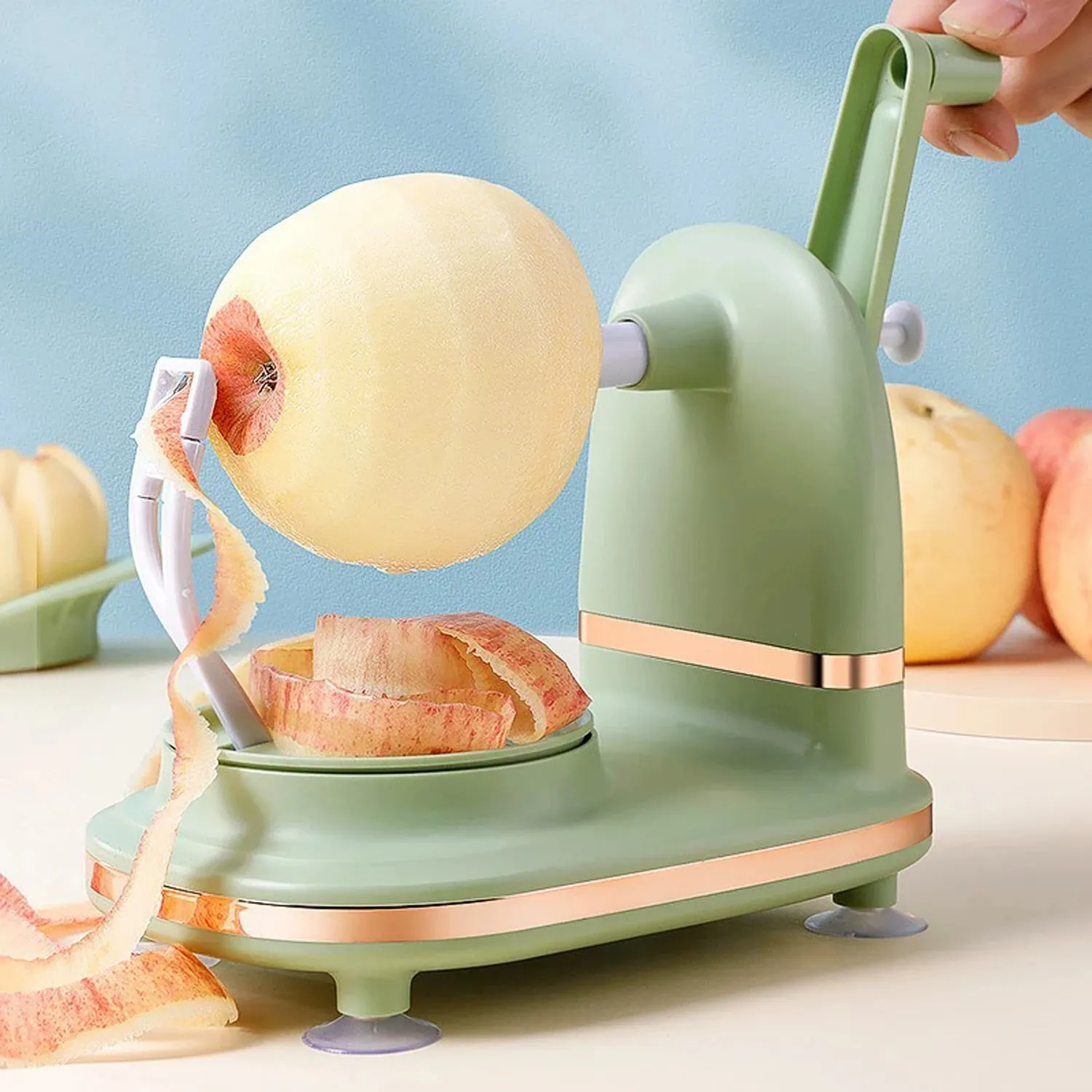 3-in-1Hand-cranked Rotating Fruit/Vegetable Peeler Stainless Steel Blades Apple Cutter Household Peeling Machine Kitchen Gadgets — image 2