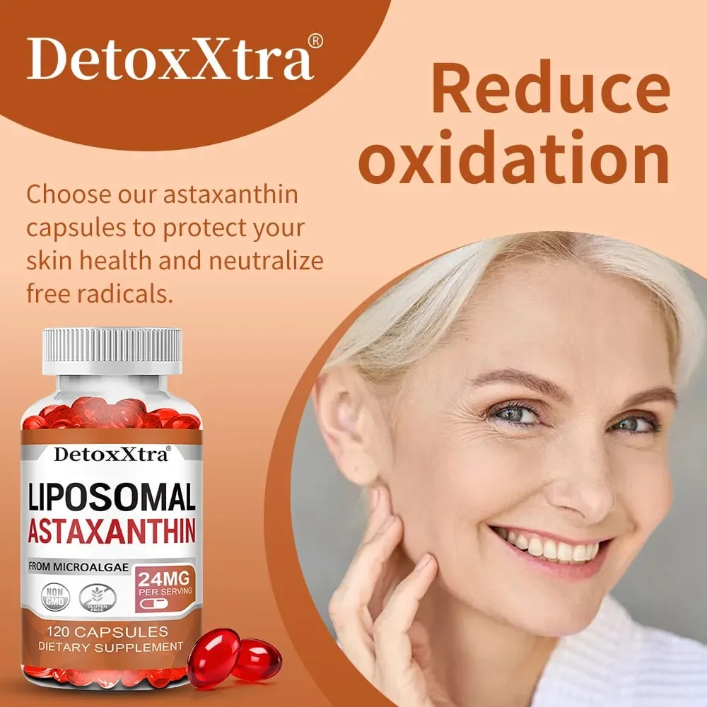 Συμπλήρωμα Λιποσωματικής Ασταξανθίνης 24 MG Αντιοξειδωτικό Ισχυρότερο από το VIT C Υποστήριξη για το καρδιαγγειακό δέρμα του εντέρου + την υγεία των ματιών — image 3