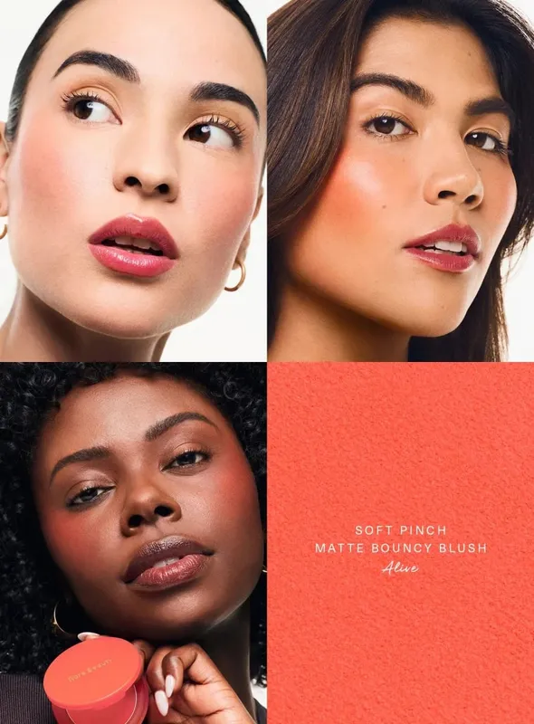 Rare Beauty Liquid Blush Natural Glow αναμειγνύεται εύκολα ενώ το Velvet Blush Stick αδιάβροχο, ανθεκτικό στον ιδρώτα, ελαφρύ μακρύ μακιγιάζ