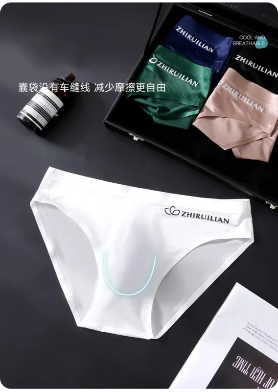 Men Ice Silk Briefs Ultra-thin Seamless Sexy Panties Male Quick Drying 3D Pouch Breathable Underwear Youth Underpants Slip Homme — image 9