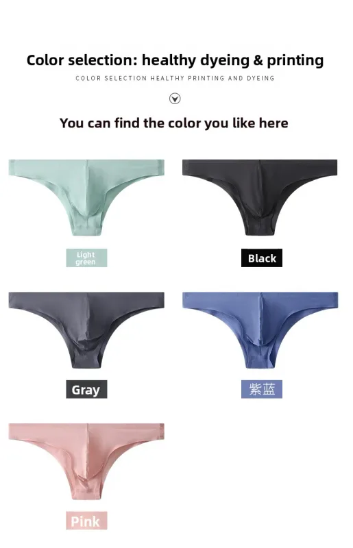 Intimo da uomo a triangolo piccolo a mezza anca a vita bassa sexy da uomo giovane slip senza cuciture in seta di ghiaccio mutandine estive leggere e traspiranti