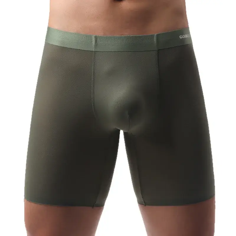 Eis Seide Lange Boxershorts Männer Ultra-dünne Atmungsaktive Sport Unterwäsche Sexy Durchsichtig Höschen Männlichen Schnell Trocknend U Pouch unterhose