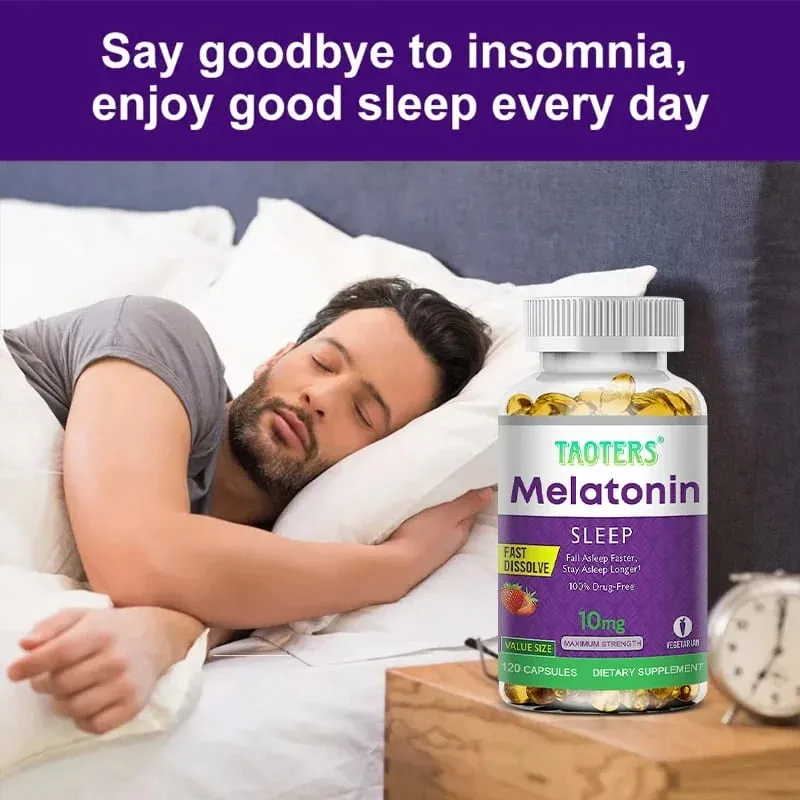 Melatonin capsules 10MG - promotes restful sleep and reduces stress uninterrupted sleep antioxidant effect