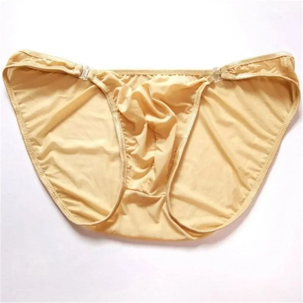 Sexy Heren U Bolle Nylon Slips Afneembare Gesp Lage Taille Ijs Zijde Ondergoed Comfortabele Melk Zijde Naadloze Dunne Slipje