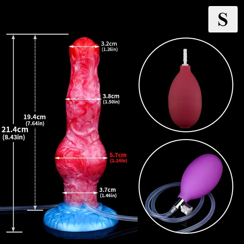 Ejaculation Anal Plug Dog/Wolf Dildo Inflatable Big Knot Penis with Squirting Function Strong Sucker Sex Toy for Women Men — image 12