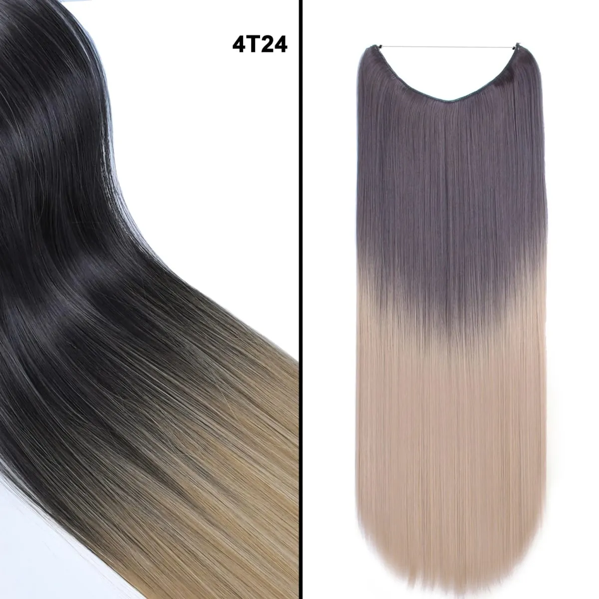 Jeedou κυματιστά μαλλιά Extension Elasticity Αόρατο σύρμα Fish Line One Piece No Clips Συνθετικά Hairpieces Ombre Χρώμα για γυναίκες — image 14