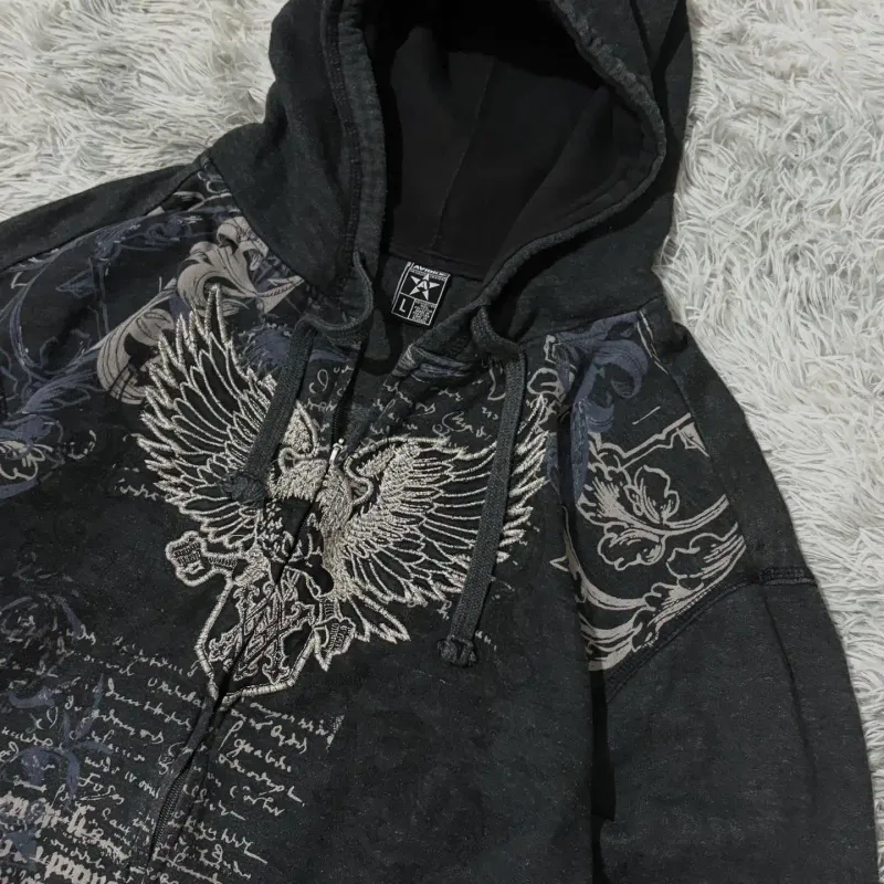 Pull à capuche pour hommes, nouvelle mode américaine, motif surdimensionné, fermeture éclair imprimée, Y2K, gothique, Harajuku, Hip Hop, populaire, pour Couple, 2025