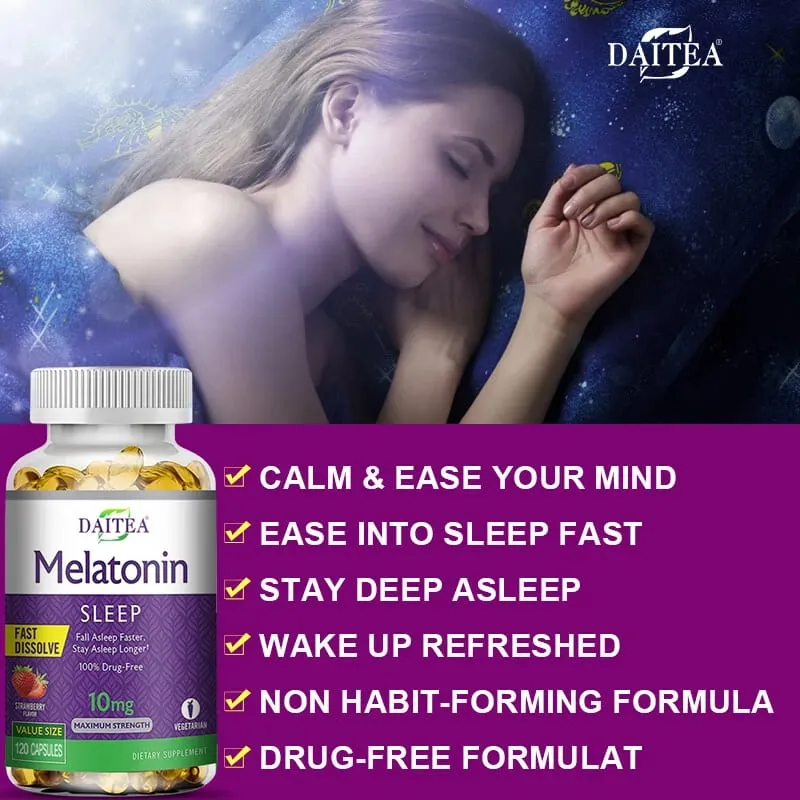 Melatonin Capsules - Sleep Aid Supplement That Helps Nourish Nerves Relieves Sleep Disorders and Improves Energy Levels