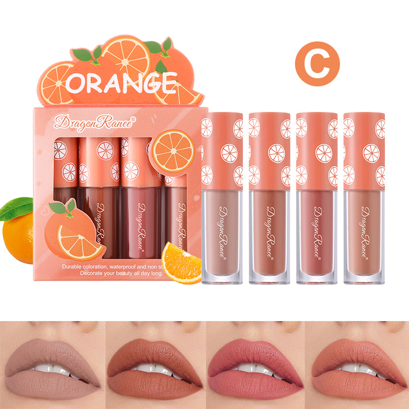 Mini Velvet Matte Lip Gloss Set 3 τμχ/4 τμχ Αντικολλητικό Κύπελλο που δεν ξεθωριάζει με μακράς διαρκείας απόχρωση χειλιών με άρωμα φρούτων Απαλό και ελαφρύ