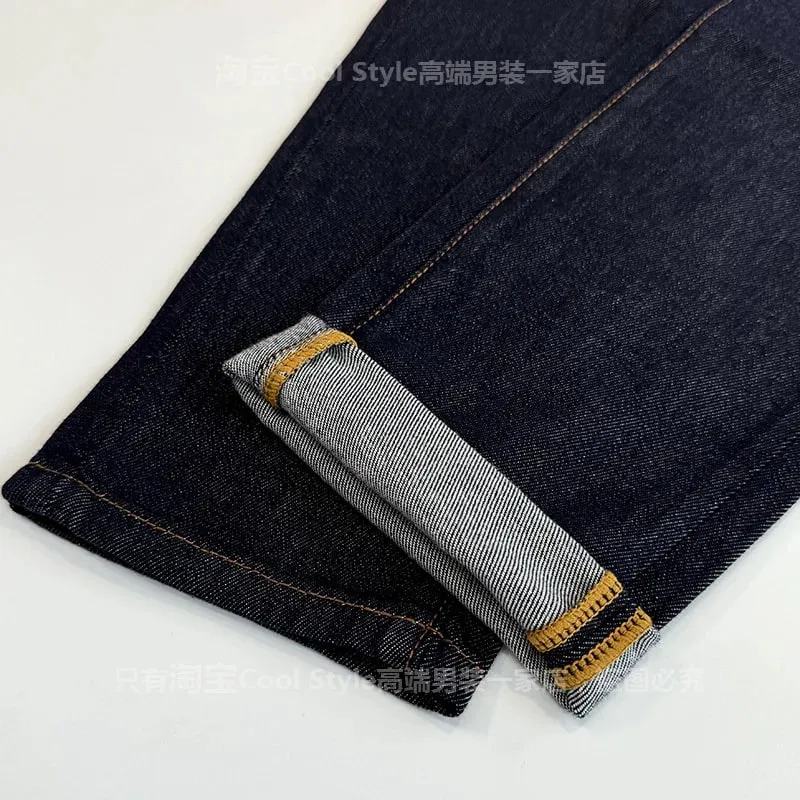 Ελαφρύ πολυτελές trend high-end τζιν ανδρικό slim fit μικρά πόδια ευέλικτο ελαστικό αρχικό χρώμα τζιν μακρύ παντελόνι — image 5