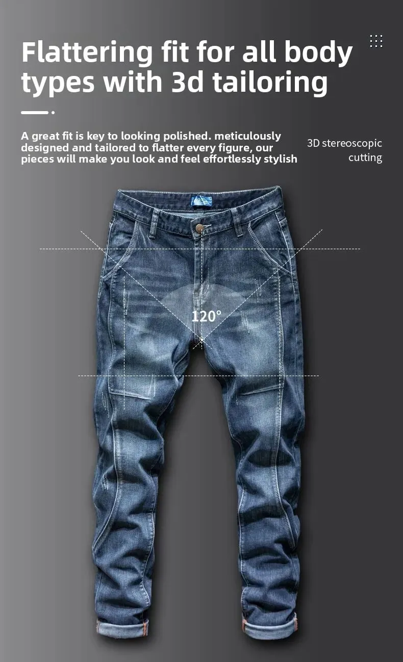 Splicing Elastic Large Size Loose Elastic Jeans Men's Autumn Korean Trend Pants Men's Harlan Denim Trousers Men Bootcut Jeans