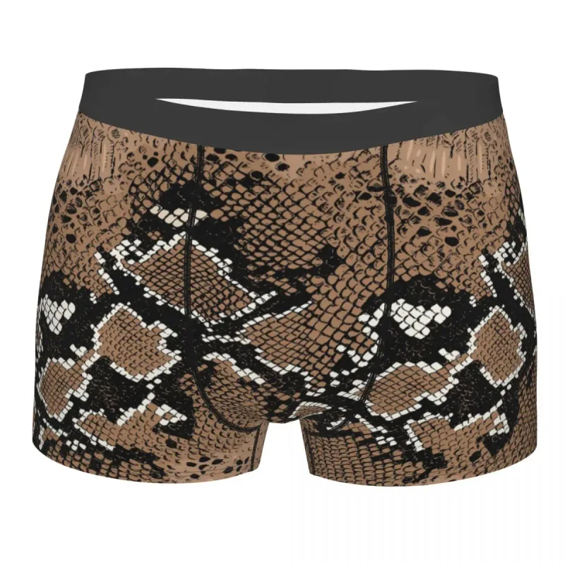 Tùy Chỉnh Da Rắn In Quần Lót Nam Co Giãn Da Rắn Họa Tiết Động Vật Quần Sịp Boxer Quần Short Quần Lót Quần Lót Mềm Mại Cho Homme